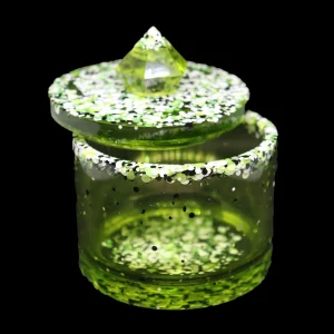 Boîte de Rangement Ronde en Résine Époxy – Élégante et Personnalisable vert