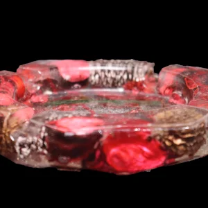 Cendrier Hexagonal en Résine Époxy – Design Unique et Personnalisable rouge