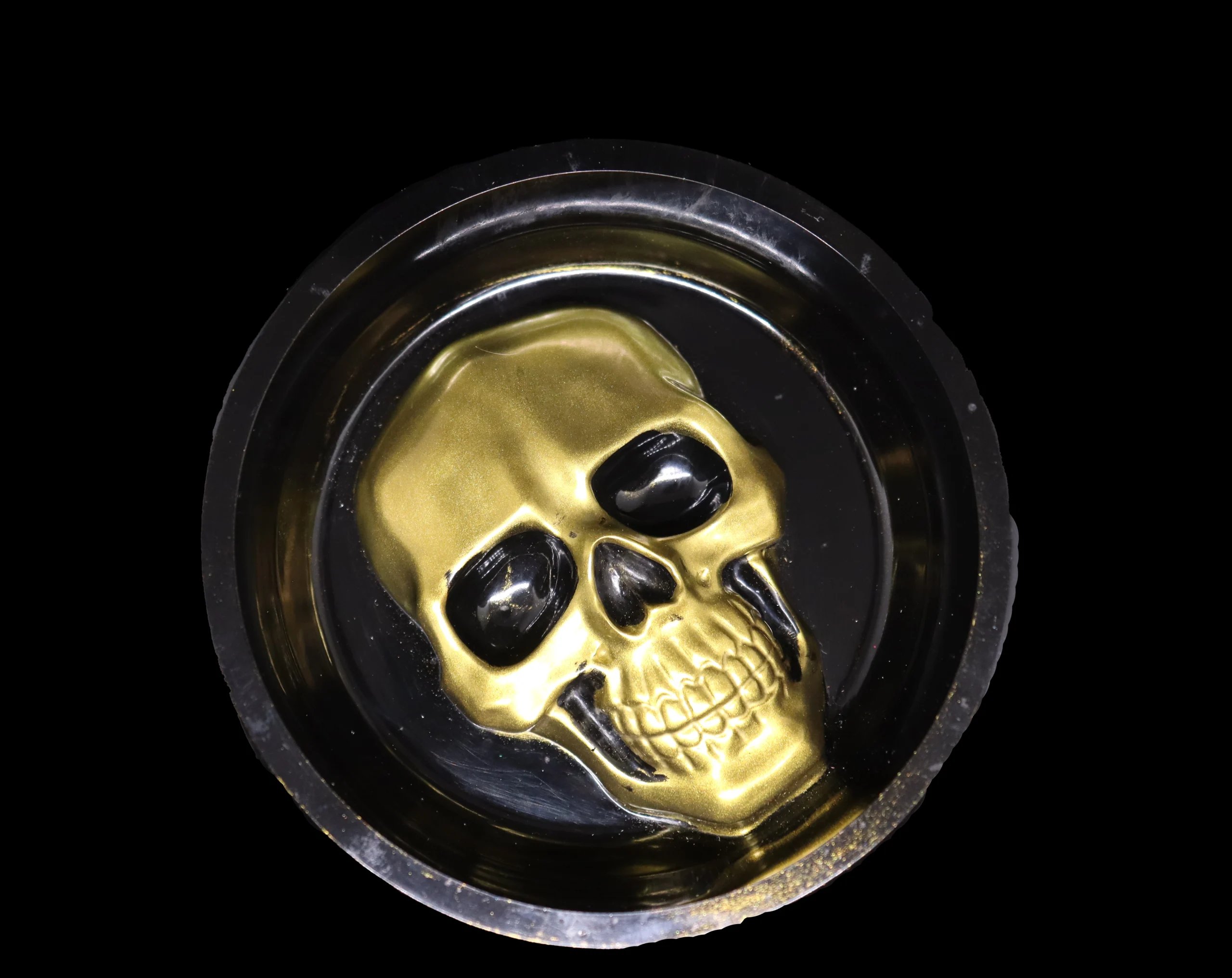 cendrier tête de mort noir et or2 cendrier tête de mort noir et or2