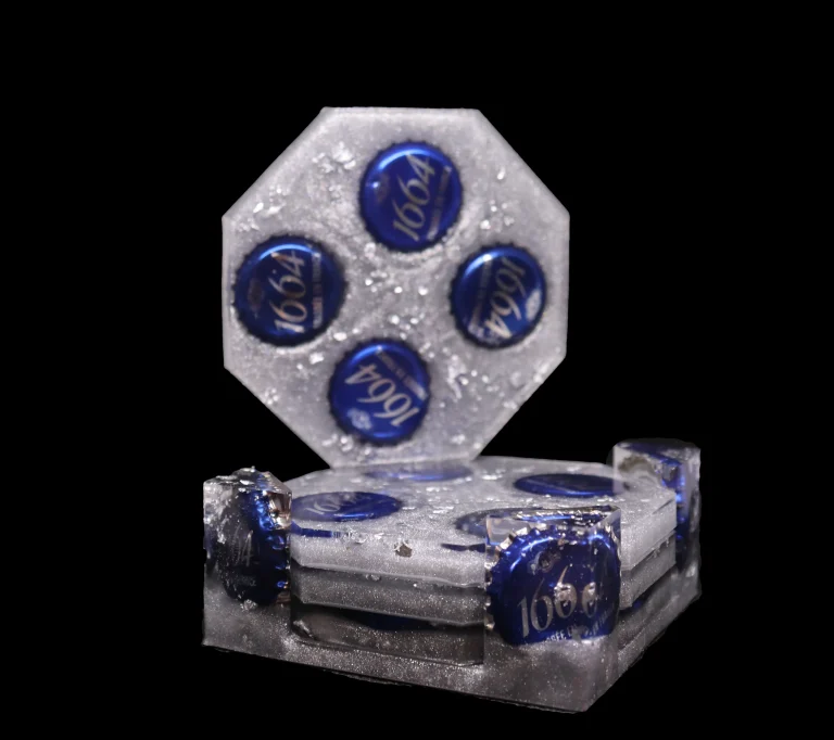 Dessous de Verre Octogonaux en Résine Époxy – Design et Personnalisables gris