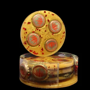 Dessous de Verre Ronds en Résine Époxy – Élégance et Personnalisation jaune