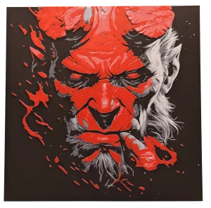Tableau Hueforge Hellboy imprimé en 3D