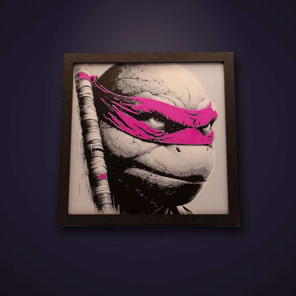 Tortue ninja Donatello – tableau Hueforge imprimé en 3D
