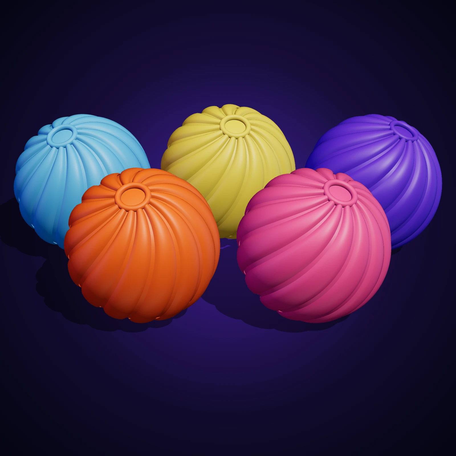 Balles fidget torsadées imprimées en 3D, en plusieurs couleurs