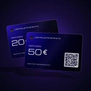 Carte cadeau Les projets de Shaya de 10 à 50 €, avec QR code