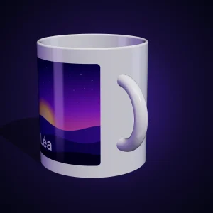 Mug personnalisé vu de profil, anse et visuel sublimé