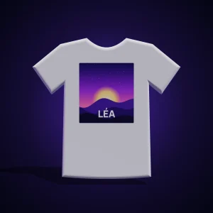 T-shirt personnalisé blanc, visuel et prénom imprimés au dos