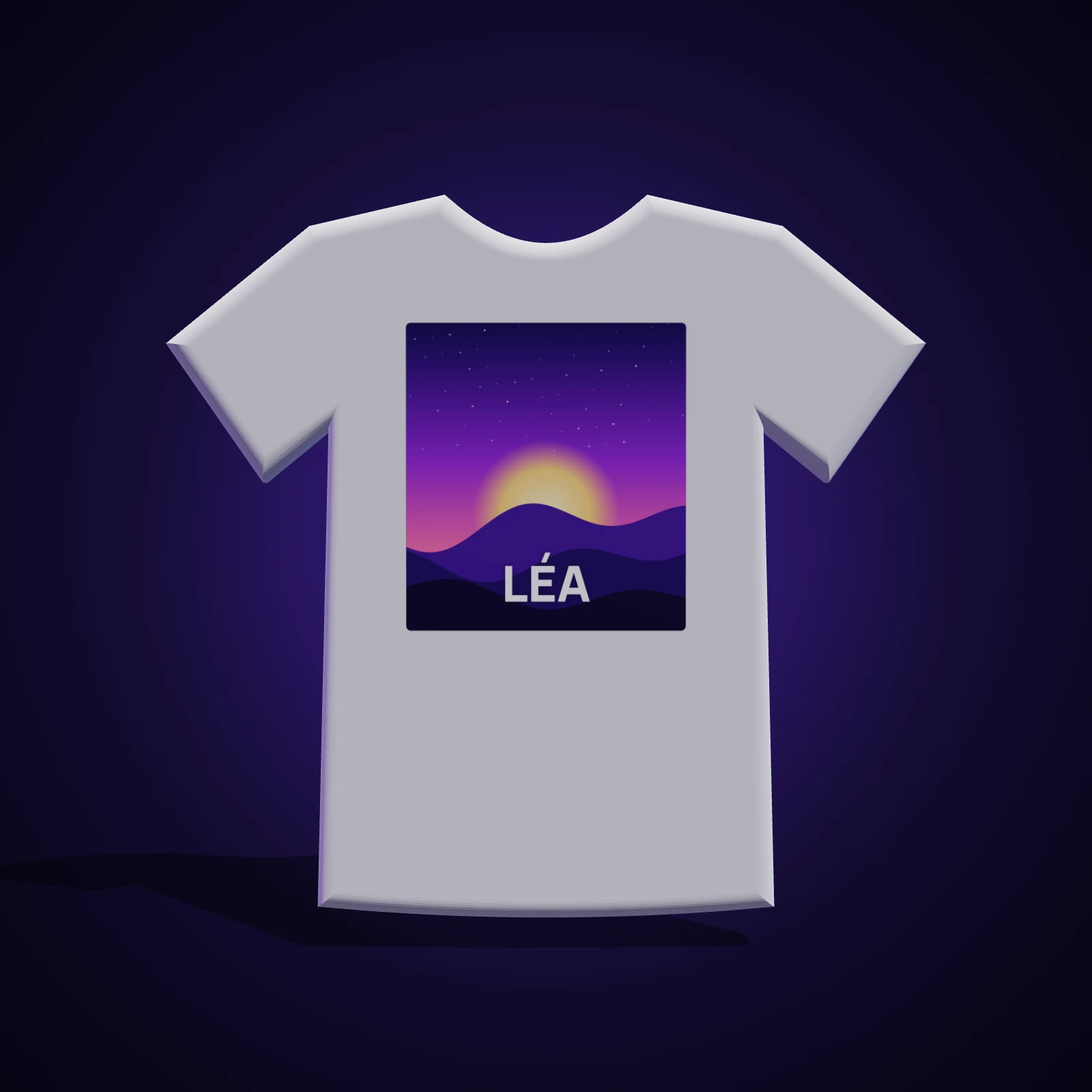 T-shirt personnalisé blanc, visuel et prénom imprimés au dos